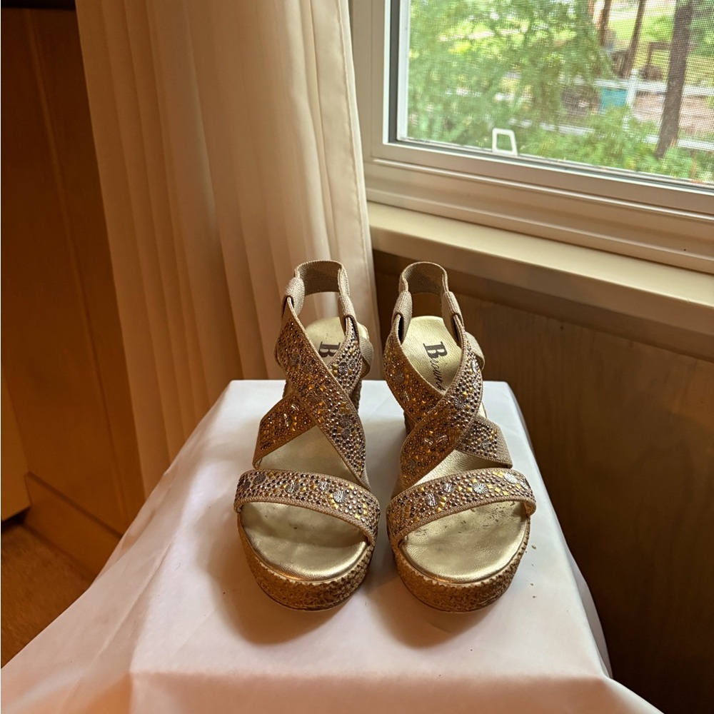 Gold and silver wedge espadrille super comfortable